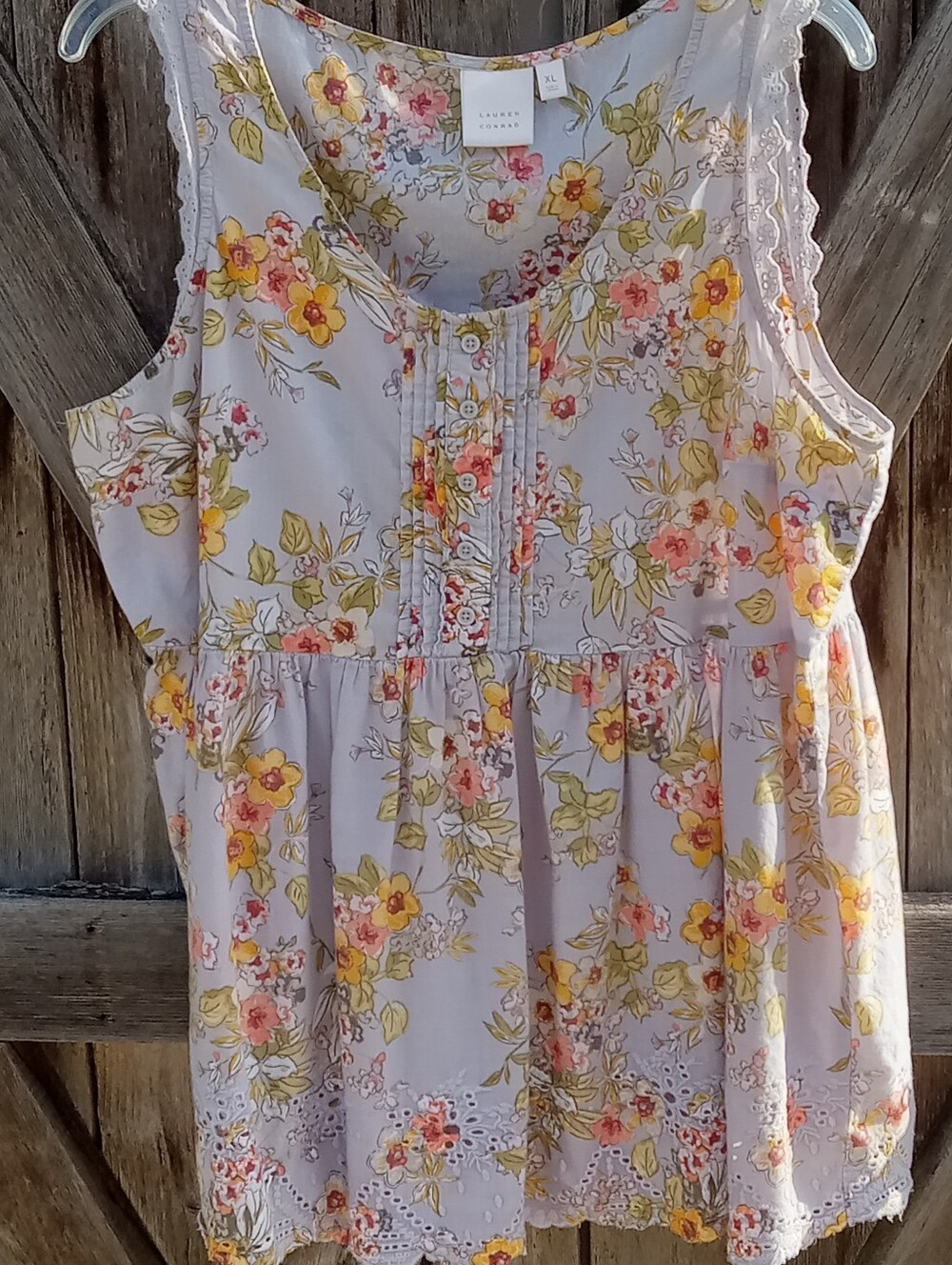 Lauren Conrad Floral Baby Doll Sleeveless Top, XL
